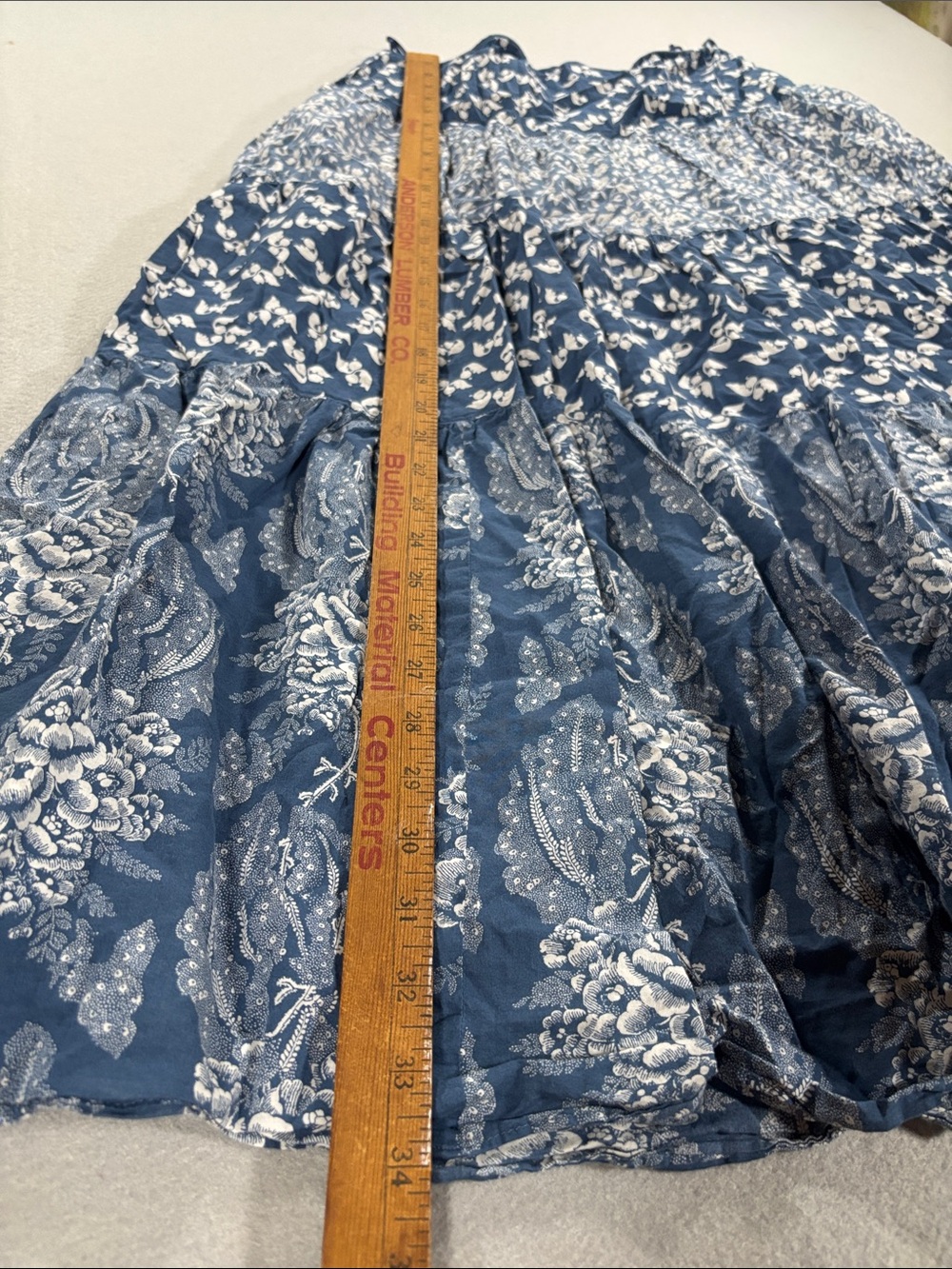Ralph Lauren cotton Blue Floral Tiered Midi Skirt - - Picture 3 of 11